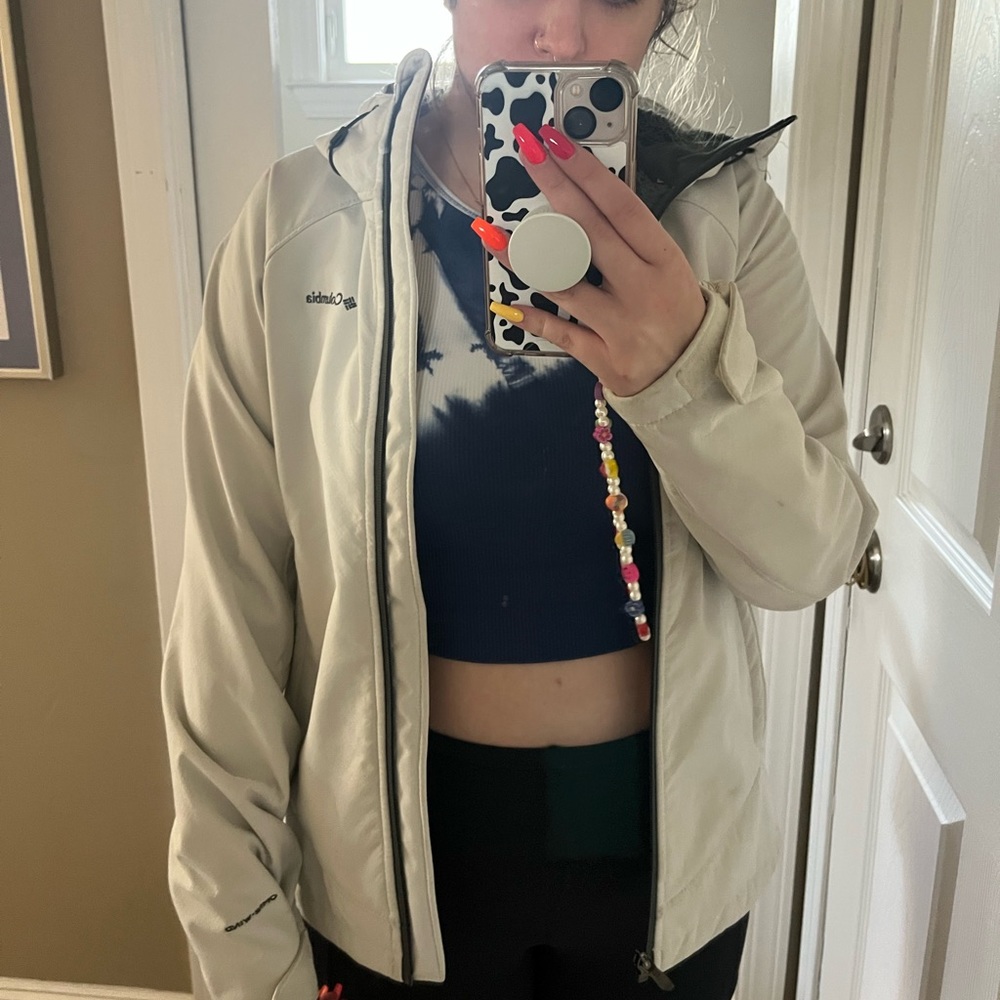 White Columbia Faux Fur Lined Coat